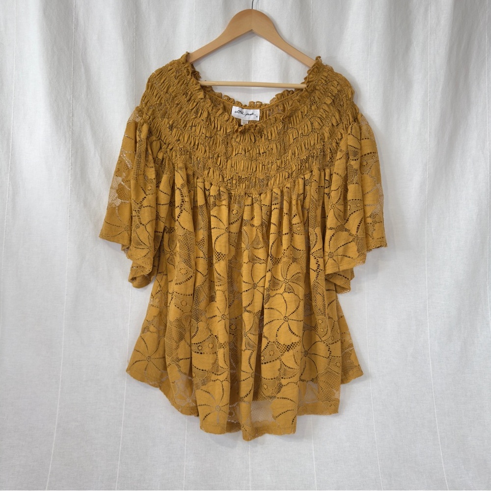Ultra Pink | Mustard Lace Blouse | US 22/24